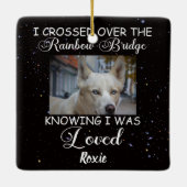 私はレインボー橋、記念犬を渡った セラミックオーナメント (裏面)