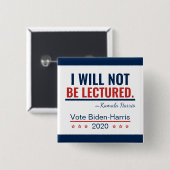 私はレクチャーされない引用文カマラハリス2020 缶バッジ (正面&裏面)
