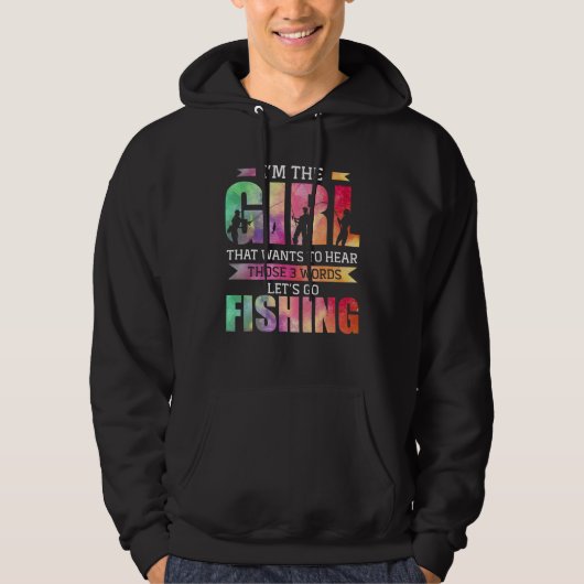 私はレッツゴー魚釣りを聞きたい女の子 パーカ (正面)