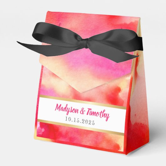 私はレッドウォーター結婚カラーのギフトボックス持ち帰り フェイバーボックス (正面サイド)