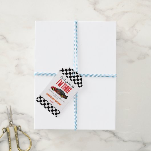 私はレッドレースカー3rd誕生日パーティーをキャッチできない ギフトタグ (より糸付き)