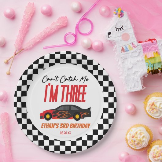 私はレッドレースカー3rd誕生日パーティーをキャッチできない ペーパープレート (パーティー)