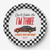 私はレッドレースカー3rd誕生日パーティーをキャッチできない ペーパープレート (正面)