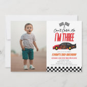 私はレッドレースカー3rd誕生日パーティーをキャッチできない 招待状 (正面)