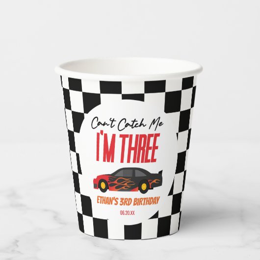 私はレッドレースカー3rd誕生日パーティーをキャッチできない 紙コップ (正面)