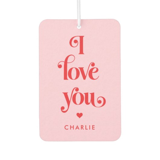 私はレトロエレガントな赤ピンクのバレンタインデーが大好き カーエアーフレッシュナー (正面)