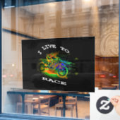 私はレースに住んでいる – Motocross Racer ウィンドウサイン (カフェ窓)