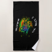 私はレースに住んでいる – Motocross Racer ビーチタオル (正面)