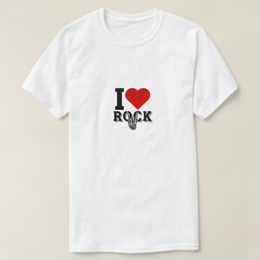 私はロックが大好き – ロックンロール愛好家 Tシャツ (デザイン正面)