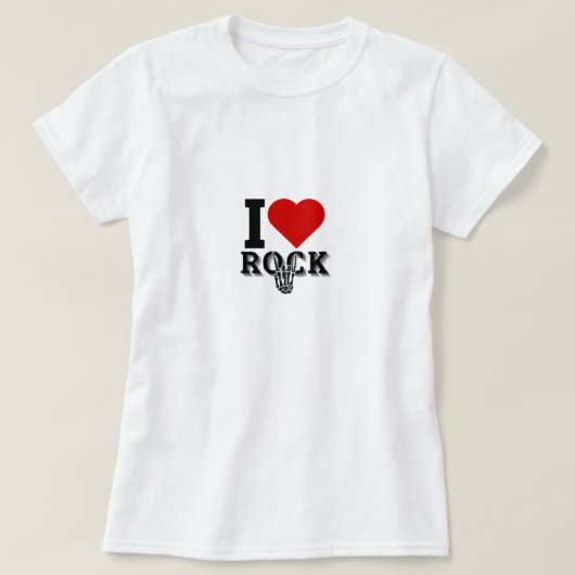 私はロックが大好き – ロックンロール愛好家 Tシャツ (デザイン正面)