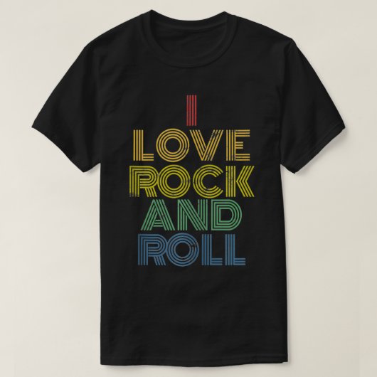 私はロックアンドロール動揺してレインボー70s 80sが大好き tシャツ (デザイン正面)