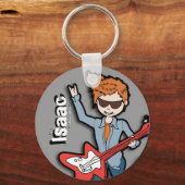 「私はロックスター」と呼ばれる灰色のグラフィック キーホルダー (正面)