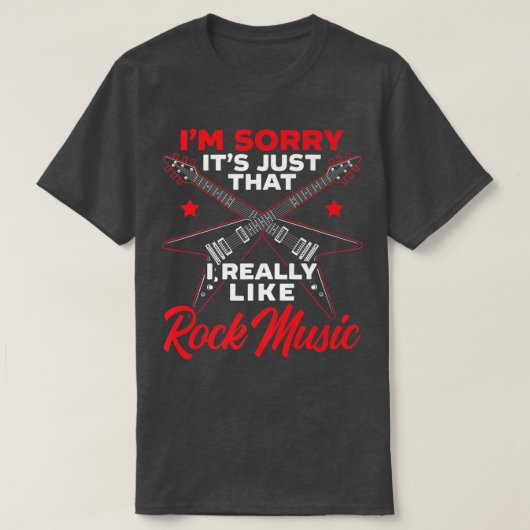 私はロックミュージックギタリストのギタープレーヤーRが大好き Tシャツ (デザイン正面)