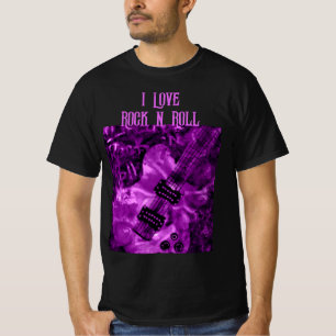私はロックNロール電気ギターの紫絵を描が大好き Tシャツ