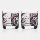 私はロックNロール電気ギター絵を描ズ大好き ウイスキーグラス (右)