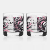 私はロックNロール電気ギター絵を描ズ大好き ウイスキーグラス (左)