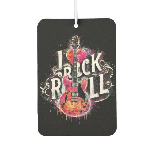 私はロックNロール電気ギター絵を描ズ大好き カーエアーフレッシュナー (正面)