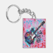 私はロックNロール電気ギター絵を描ズ大好き キーホルダー (正面左)