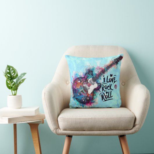 私はロックNロール電気ギター絵を描ズ大好き クッション (椅子)