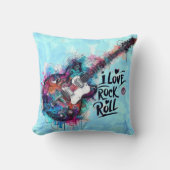 私はロックNロール電気ギター絵を描ズ大好き クッション (正面)