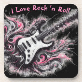 私はロックNロール電気ギター絵を描ズ大好き コースター (正面)