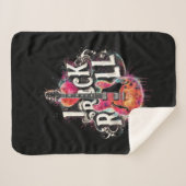 私はロックNロール電気ギター絵を描ズ大好き シェルパブランケット (正面(横))