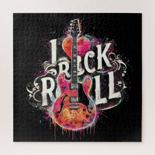 私はロックNロール電気ギター絵を描ズ大好き ジグソーパズル (縦)