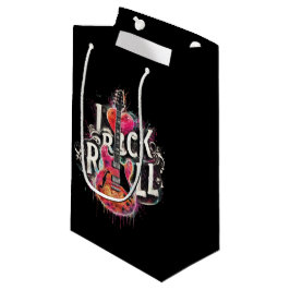 私はロックNロール電気ギター絵を描ズ大好き スモールペーパーバッグ