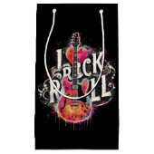 私はロックNロール電気ギター絵を描ズ大好き スモールペーパーバッグ (正面)