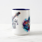 私はロックNロール電気ギター絵を描ズ大好き ツートーンマグカップ (中央)