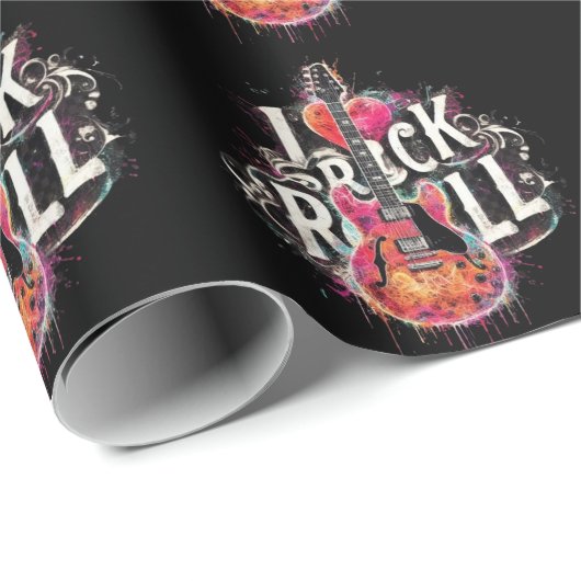 私はロックNロール電気ギター絵を描ズ大好き ラッピングペーパー (ロールコーナー)