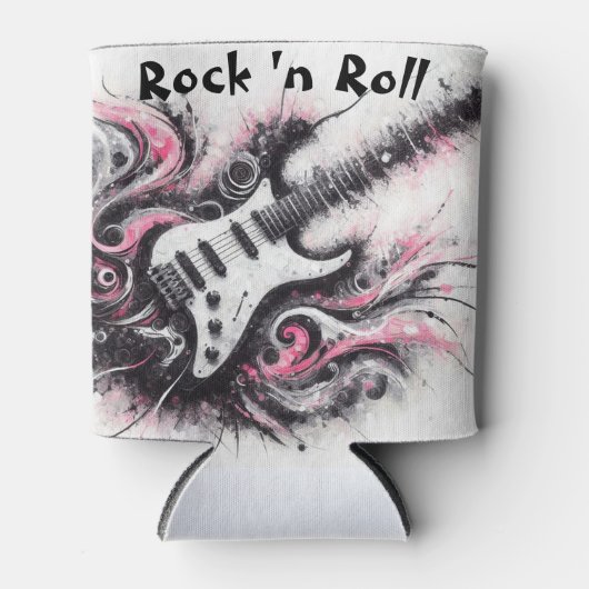 私はロックNロール電気ギター絵を描ズ大好き 缶クーラー (正面)