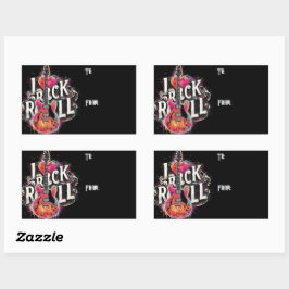 私はロックNロール電気ギター絵を描ズ大好き 長方形シール