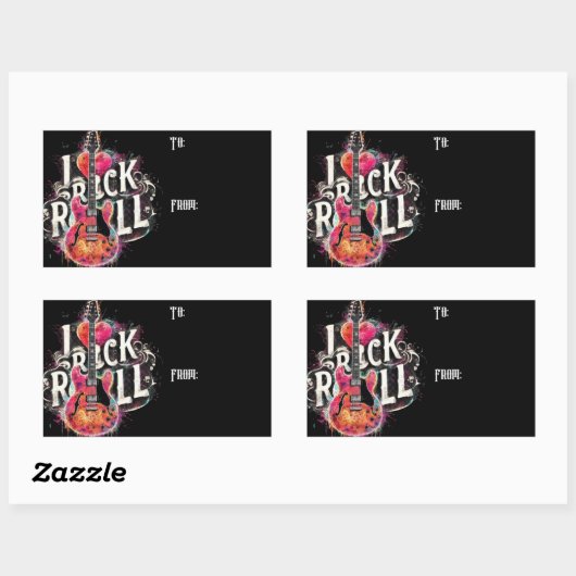 私はロックNロール電気ギター絵を描ズ大好き 長方形シール (シート)