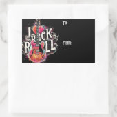 私はロックNロール電気ギター絵を描ズ大好き 長方形シール (バッグ)