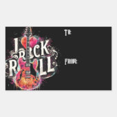 私はロックNロール電気ギター絵を描ズ大好き 長方形シール (正面)