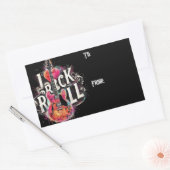 私はロックNロール電気ギター絵を描ズ大好き 長方形シール (封筒)