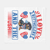 私はロットワイラーとアメリカが大好き フリースブランケット (正面(横))