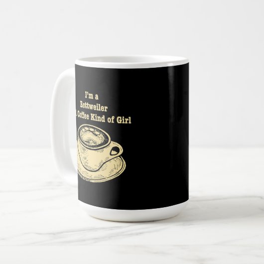 私はロットワイラーとコーヒーの一種の女の子の犬愛好家 コーヒーマグカップ (正面左)