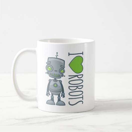 私はロボットを愛します コーヒーマグカップ (左)
