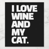 私はワインが大好きで、猫のおもしろい引用文カスタム ワインラベル (シングルラベル)