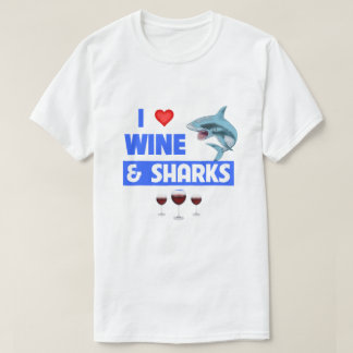 私はワインとサメが大好き Tシャツ