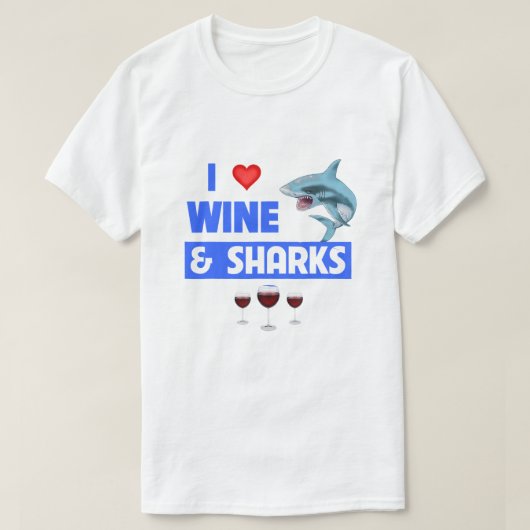 私はワインとサメが大好き Tシャツ (デザイン正面)