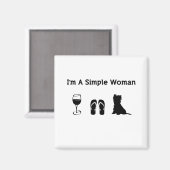 私はワインとシンプルヨークシャーテリアのあるの女性だ マグネット (正面/裏面)