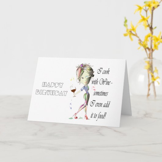 私はワインと調理師,時には食品のギフトに追加おもしろい カード (黄色い花)