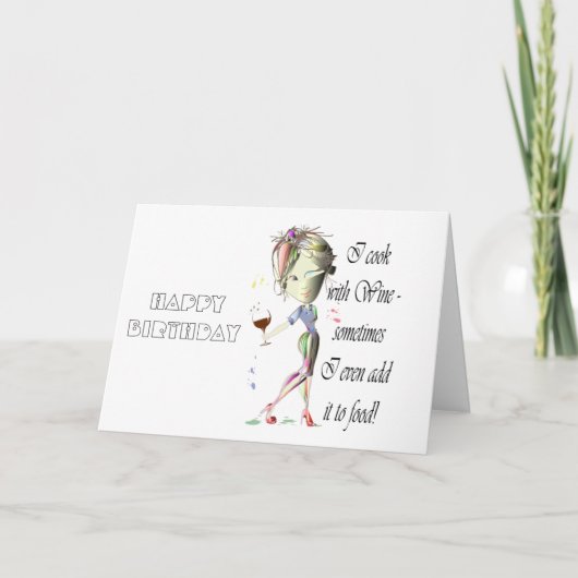 私はワインと調理師，時には食品のギフトに追加おもしろい カード (正面)