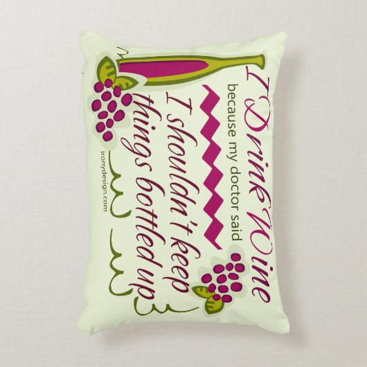 私はワインのおもしろいな引用文を飲みます アクセントクッション (正面(垂直))