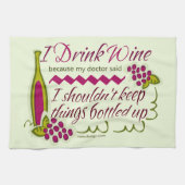 私はワインのおもしろいな引用文を飲みます キッチンタオル (横)