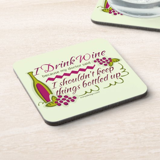 私はワインのおもしろいな引用文を飲みます コースター (左側)