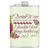 私はワインのおもしろいな引用文を飲みます フラスク (正面)
